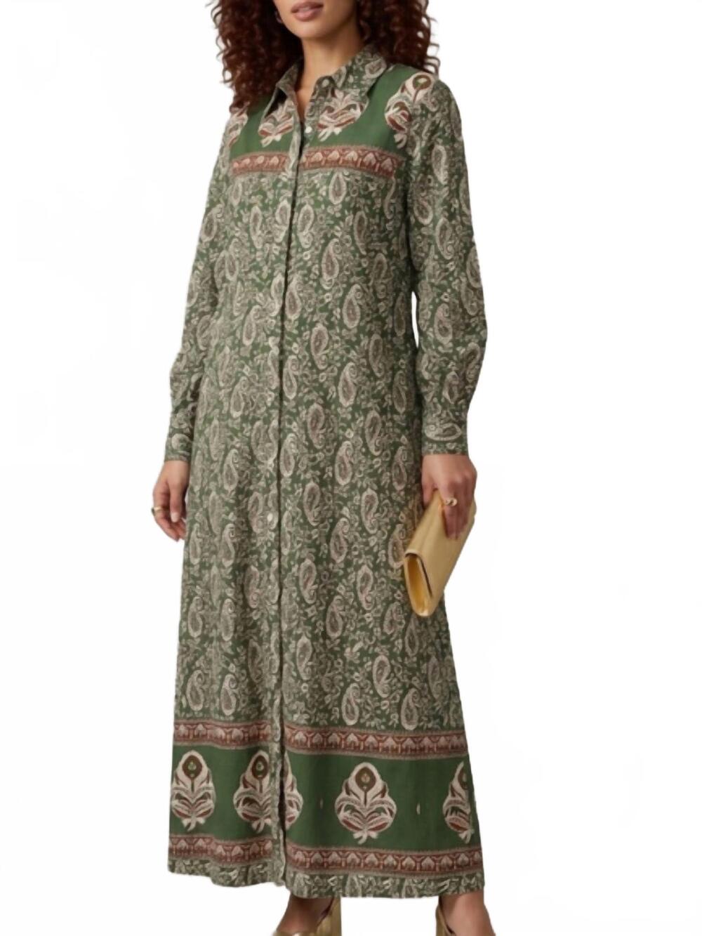 NEW TOLANI neriah flowy dress in forest green